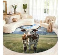Générique Highland Cattle Tapis Rond Lavable de 90 cm pour Chambre d'enfant, Salle de Jeux, Table Basse, décoration d'intérieur