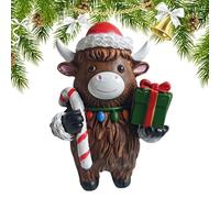 Générique Highland Cow Decor - Resin 6.5x6x10cm | Sculpture Rustique Mignonne avec Artisanat détaillé, Salon, Chambre à Coucher, Figurines de Vache Highland | Ferme, Noël, Cadeau