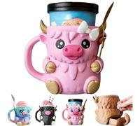 Générique Highland Cow Ice Pint Holder,Cute Animal Penguin Ice Cream Pint Cup Container with 2 Spoons,3D Printed Reusable Popsicle Containers,Fun Gift For Ices Cream Lovers