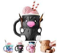 Générique Highland Cow Ice Pint Holder,Cute Animal Penguin Ice Cream Pint Cup Container with 2 Spoons,3D Printed Reusable Popsicle Containers,Fun Gift For Ices Cream Lovers