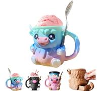 Générique Highland Cow Ice Pint Holder,Cute Animal Penguin Ice Cream Pint Cup Container with 2 Spoons,3D Printed Reusable Popsicle Containers,Fun Gift For Ices Cream Lovers