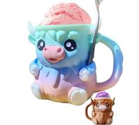 Générique Highland cow porte - crème glacée, tasse en plastique imprimée en 3D, récipient pint et cuillère, refroidisseur de crème glacée mignon animal, Stick de glace étanche