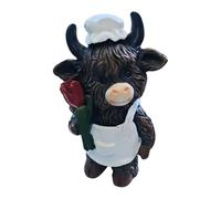 Générique Highland Cow Statue - Resin Highland Cow Decor, Highlandd Coww Figurine, Home Desktop Animal Statue for Kids Adults Kitchen Bedroom Living Room Room Shelf Table Desk Christmas and Wedding