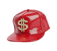 Générique Hip Hop Hat - 60cm Adjustable Rapper Cap | PU Leather & Cotton Blend Dollar Sign Street Dancing Headwear For Men Women 80s Theme Retro Party Beach Running Urban Fashion Accessory
