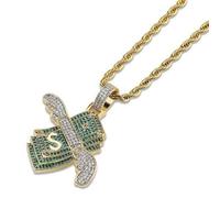 Générique Hip Hop Ice Out Dollar Wings collier pendentif de richesse adapté aux hommes Rock Party personnalisé Rock Rap de rue Bijoux Accessoires