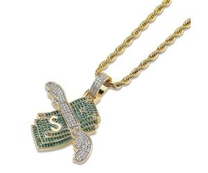 Générique Hip Hop Ice Out Dollar Wings collier pendentif de richesse adapté aux hommes Rock Party personnalisé Rock Rap de rue Bijoux Accessoires