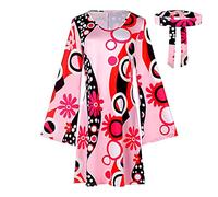 Générique Hippie Costume - Dress Women | Bold Colorful Polyester Disco Outfit, Floral Headband Set For Music Festivals, Lightweight 220g Performance Apparel For Themed Carnival And Party Events
