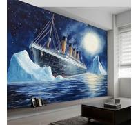 Générique Histoire Navigation Titanic 3D Papier Peint Panoramique 250 x 175 cm Papier Peint Intissé, Murales Poster pour Salon, Chambre d'enfants Décoration, Murale Facile à Monter, Bleu