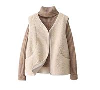Générique Hiver Avec Fourrure Female Vest Coat One 2024 Spring And Autumn New Korean Version Of Imitation Lamb Hair Wearing Vest Vest Veste En Cuir Pour Enfant (White, M)