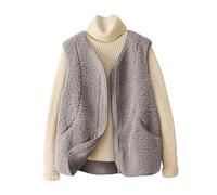 Générique Hiver Avec Fourrure Female Vest Coat One 2024 Spring And Autumn New Korean Version Of Imitation Lamb Hair Wearing Vest Vest Veste En Cuir Pour Enfant (Khaki, M)