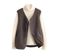 Générique Hiver Avec Fourrure Female Vest Coat One 2024 Spring And Autumn New Korean Version Of Imitation Lamb Hair Wearing Vest Vest Veste En Cuir Pour Enfant (Coffee, M)