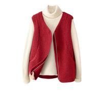 Générique Hiver Avec Fourrure Female Vest Coat One 2024 Spring And Autumn New Korean Version Of Imitation Lamb Hair Wearing Vest Vest Veste En Cuir Pour Enfant (Red, M)