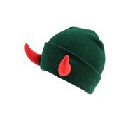 Générique Hiver Noir avec Cornes du Diable pour Hommes et Femmes, Bonnet avec Cornes de démon, pour l'hiver, Ski Chaud en Plein Bonnet Hiver Chic Et Chaud (Green, One Size)