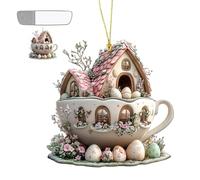 Générique Holiday Easter Charms - Bunny House Tree Ornaments for Seasonal Decor | Egg Shaped Decorations with Hanging Feature for Backpack, Door, Window, Wall, Tree, Parties, and Festive Home Display