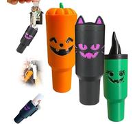Générique Holiday Edition Mini Tumbler Keychain Container, Halloween Mini Cup Keychain Chapstick Holder, Halloween Keychains for Backpack Decor for Women Men (3pcsA)