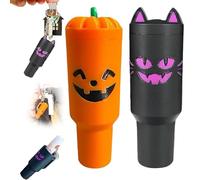 Générique Holiday Edition Mini Tumbler Keychain Container, Halloween Mini Cup Keychain Chapstick Holder, Halloween Keychains for Backpack Decor for Women Men (2pcsA)