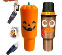 Générique Holiday Edition Mini Tumbler Keychain Container, Halloween Mini Cup Keychain Chapstick Holder, Halloween Keychains for Backpack Decor for Women Men (2pcsE)