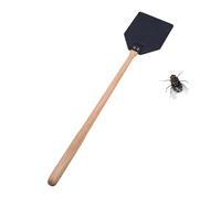 Générique Hollow Out Wasp Swatter - 49.5x10x1.95cm Beech Wood Leather Flyswatter, 3.94-0.77 inch Sturdy Fly Swatters, 78g Lightweight Manual, Black Brown Tool - for Indoor Outdoor