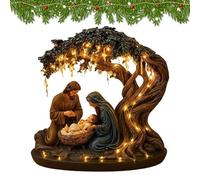 Générique ,Holy Family Statue with Lights - Christmas Decorations Tree Nativity Scene | Nativity Scene Indoor for Desk Table Shelf Mantel Fireplace Bedroom Living Room Office School Holiday Party