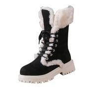 Générique Home Confort Heel Warm Padded Straps Big Size Snow Boots Chaussure Bottine (Black, 38)