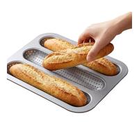 Générique Homemade French Bread & Submarine Sandwich Baking Pan - 3-Slot Perforated Baguette Mold | Non-Stick Carbon Steel Tray for Sourdough & Italian Bread, Perfect for Professional & Home Bakers