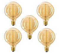 Générique Homin GmbH Ampoule LED rétro globe E27 Edison G125 8 W intensité variable verre ambré blanc chaud 2 700 K filament vintage - 800 lumens ampoule décorative à vis (5 ampoules)