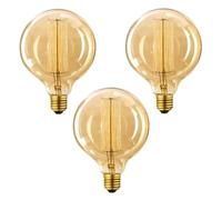 Générique Homin GmbH Ampoule LED rétro globe E27 Edison G125 8 W intensité variable verre ambré blanc chaud 2 700 K filament vintage - 800 lumens ampoule décorative à vis (3 ampoules)