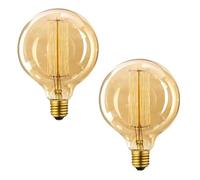 Générique Homin GmbH Ampoule LED rétro globe E27 Edison G125 8 W intensité variable verre ambré blanc chaud 2 700 K filament vintage - 800 lumens ampoule décorative à vis (2 ampoules)