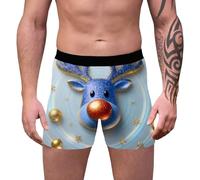Générique Homme Boxer Slip Ceinture Élastiquée Renne Doré Imprimé Jambes | Caleçon À Taille Souple Serrée, Sous-Vêtement Monsieur, Style Saisonnier Sur Habit, Tenue Intime, Pour Réveillons