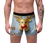 Générique Homme Boxer Slip Ceinture Élastiquée Renne Doré Imprimé Jambes | Caleçon À Taille Souple Serrée, Sous-Vêtement Monsieur, Style Saisonnier Sur Habit, Tenue Intime, Pour Réveillons