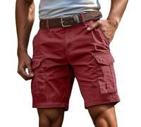 Générique Homme Cargo Bermuda Short Multi Poches Éte Pantalon Court Bermuda de Travaille Casual Imprimé Camouflage Pantalon Court Vintage sans Ceinture