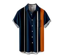 Générique Homme Chemise Hawaienne Fleurs Été Casual Manches Courtes Funky Chemise Hawaïenne Imprimer Plage Palmiers Poche-Avant Tops Blouse