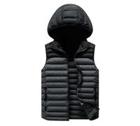 Générique Homme Doudoune sans Manches, Veste Homme Capuche Ultra Légère Couleur Unie Matelassée Coupe Regular Blouson avec Fermeture Éclair Tenue Quotidienne Gilet De Sport Veste Homme