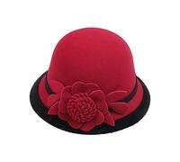 Générique Homme Feutre Femmes Automne et Hiver Fleurs Haut Rond Casquette de Bassin de pêcheur décontracté Petit Chapeau Melon Parapluie Homme (A, M)