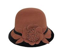 Générique Homme Feutre Femmes Automne et Hiver Fleurs Haut Rond Casquette de Bassin de pêcheur décontracté Petit Chapeau Melon Parapluie Homme (T, M)