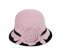 Générique Homme Feutre Femmes Automne et Hiver Fleurs Haut Rond Casquette de Bassin de pêcheur décontracté Petit Chapeau Melon Parapluie Homme (S, M)