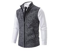 Générique Homme Gilet Zippé Chandail Pull sans Manche Automne Classique Gentleman Tricots Cardigans Débardeurs Doublure Polaire Gilets Pulls