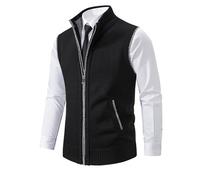 Générique Homme Gilet Zippé Chandail Pull sans Manche Automne Classique Gentleman Tricots Cardigans Débardeurs Doublure Polaire Gilets Pulls
