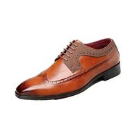 Générique Homme Lacer Chaussures Brogues Oxford Talon Bloc Bas Chaussures De Robe De Habillées Bout Pointu Chaussures Classiques Et Formelles,Marron,42 EU