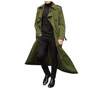 Générique Homme Manteau Long Trench-Coat Automne Hiver Mince à Manches Longues Double Boutonnage Pardessus Col Revers Classique Manteaux Blouson Parka Outwear