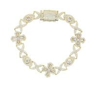 Générique Homme Plaqué Or/Argent Bijoux Chaîne Cubaine Plaqué Rhodium Or avec Embellissement Zircon Étincelant Zircon