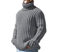 Générique Homme Pull Basique À Col Roulé Chaud Manches Longues Col Montant Pullover en Tricoté Pas Cher Coupe Vent Sweat Tricot Pull De Noel Cachemire Homme