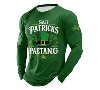 Générique Homme Saint Patrick Royaume-Uni, Sweat-Shirt Irlandais Trèfle Shamrock Bière Imprimé Pullover, Manches Longues Chemise Col Rond Blouse Vert Irlande Pull Chanceux Tops St. Paddy's Day