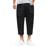 Générique Homme Sarouel 3/4 Pantalon Taille Elastique Baggy Pantacourt Décontracté Léger Pantalon d'été