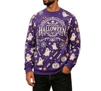 Générique Homme Sweat Col Rond Imprimé Fantômes Halloween Coupe Ample | Pull Nuit D'octobre, Haut Monsieur Adulte, Style Cartoon Rétro, Pullover, Pour Soirées Déguisées Et Porches Du Quartier