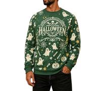 Générique Homme Sweat Col Rond Imprimé Fantômes Halloween Coupe Ample | Pull Nuit D'octobre, Haut Monsieur Adulte, Style Cartoon Rétro, Pullover, Pour Soirées Déguisées Et Porches Du Quartier