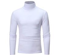 Générique Homme T-Shirt Thermique Manches Longues Haut Thermique Hiver Pull Chaud Maillot de Corps sous-Vêtement de Détente Chemise à Col Roulé Top Sport Sweat Homme