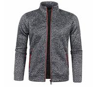 Générique Homme tricoté Cardigan Casual Full Zip pull Stand col doux classique polyvalent confortable velours fin pull chaud manteau extérieur travail marche