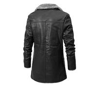Générique Homme Veste en Cuir | Vestes Polaire Homme Boutonnées Revers | Blouson Cuir Blouson de Moto Rétro Veste Aviateur Homme Polaires Doublé Blouson en Simili Cuir Veste de Travail pour Homme