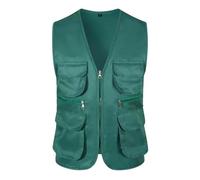 Générique Homme Veste Sans Manches Men's Spring Summer Autumn And Winter Multi Pocket Overalls Vest Reporter Photography Tooling Reflective Construction Vest Veste Jean Sans Homme Biker (Green, XXXL)